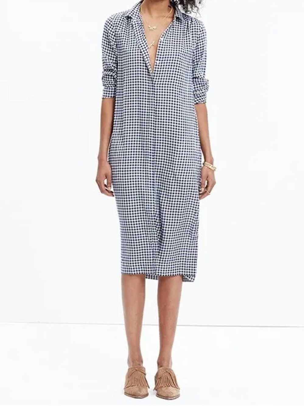 Pieces Gingham Dress in Navy & White